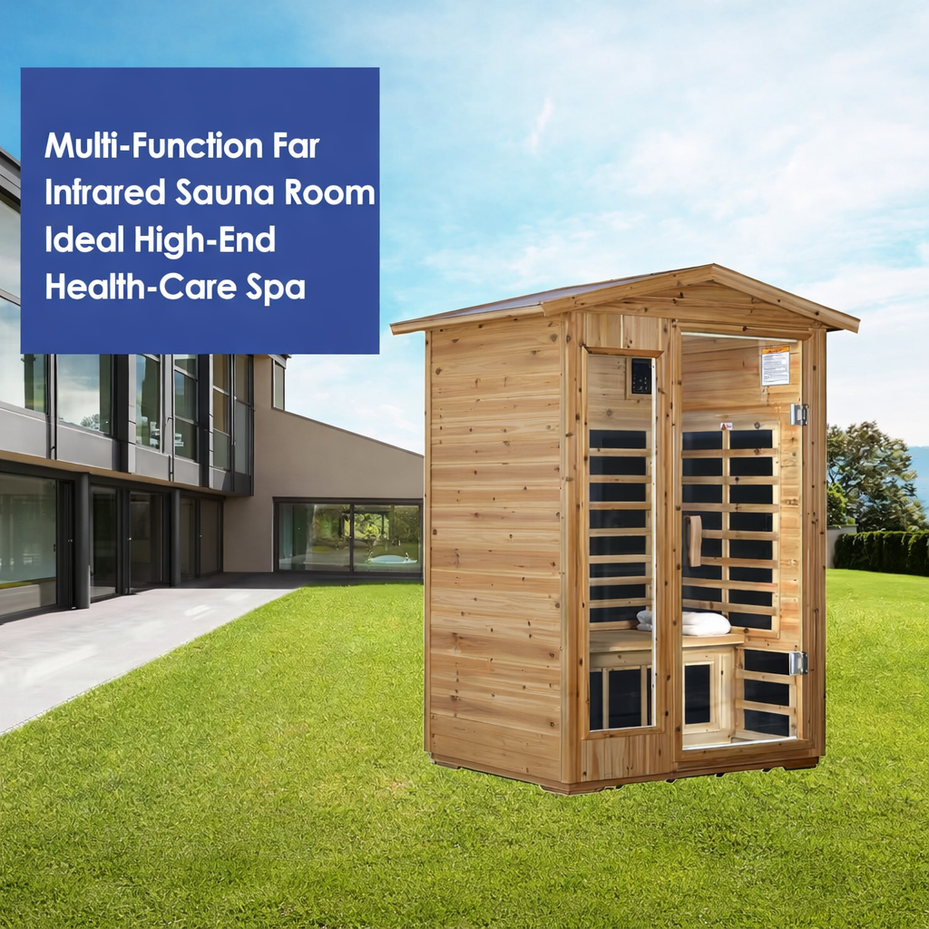 Moray 1-2 Person Outdoor Fir Infrared Sauna with 8 Far-Infrared Carbon Crystal Heaters and Chromotherapy