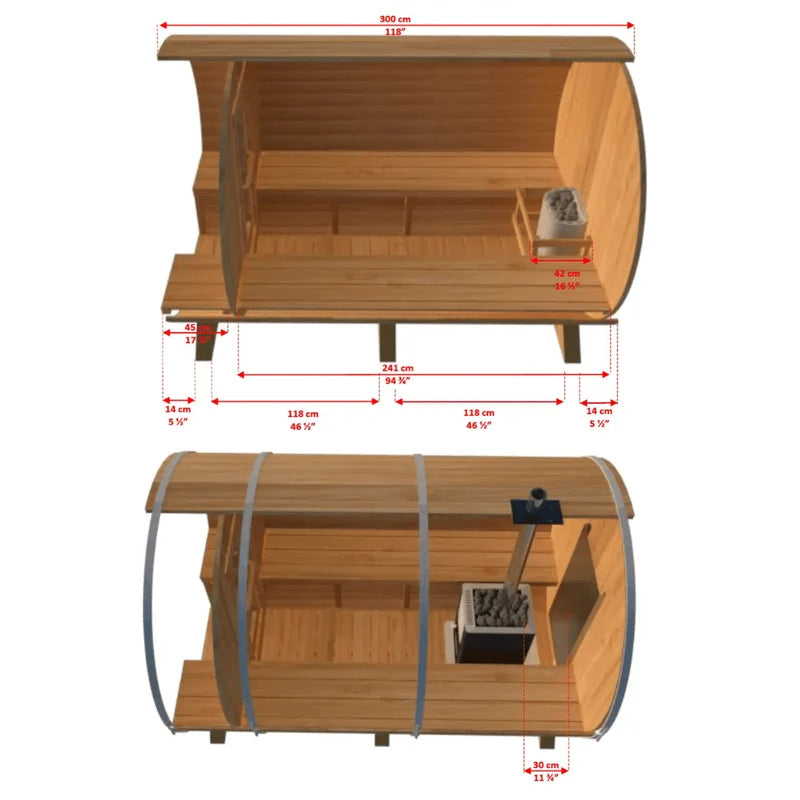 LeisureCraft CT Serenity MP 4 Person Barrel Sauna
