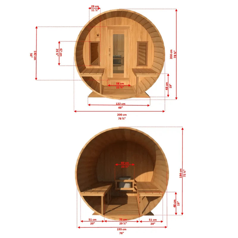 LeisureCraft CT Tranquility 6 Person Barrel Sauna