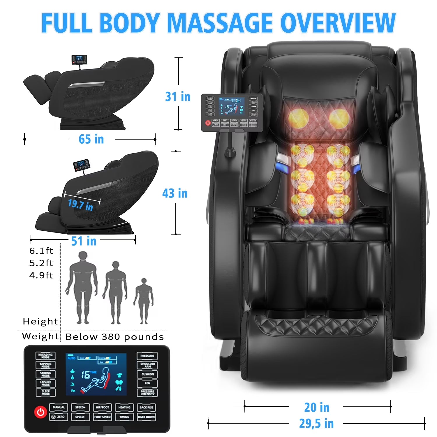 Shiatsu Massage Chair with Zero Gravity Recline, Full Body Air Compression, Heat Therapy, and Extendable Footrest - for Home/Office, Ideal Gift for Relaxation