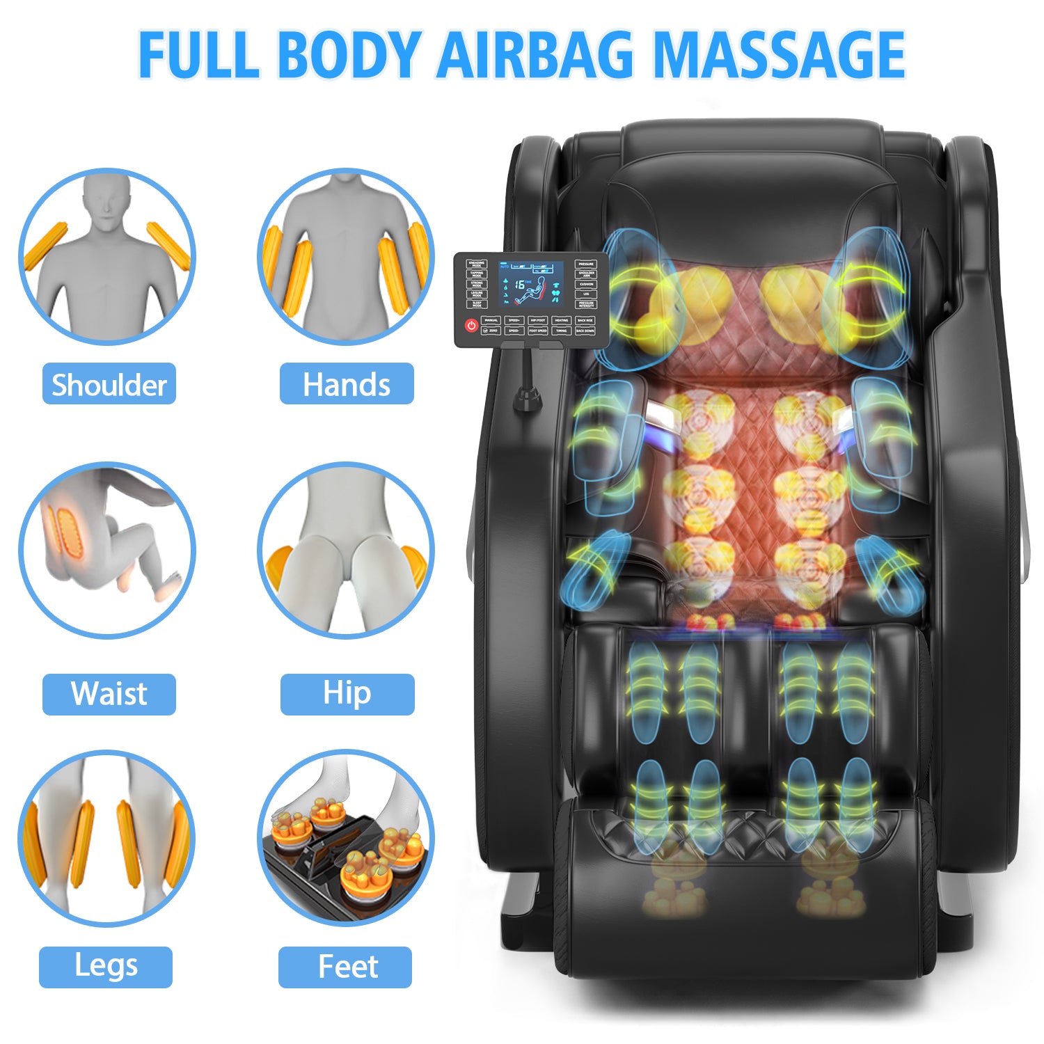 Shiatsu Massage Chair with Zero Gravity Recline, Full Body Air Compression, Heat Therapy, and Extendable Footrest - for Home/Office, Ideal Gift for Relaxation