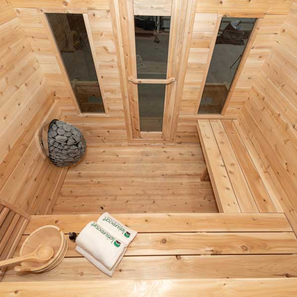 LeisureCraft CT Georgian 6 Person Outdoor Sauna with Porch