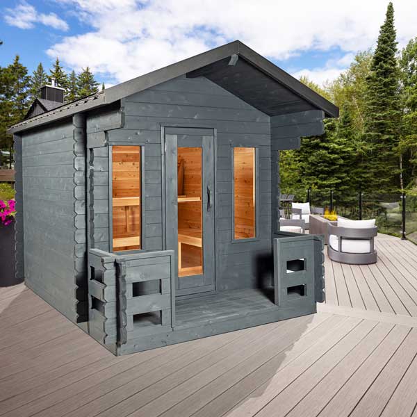 LeisureCraft CT Georgian 6 Person Outdoor Sauna with Porch