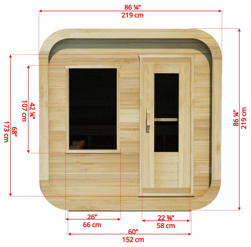 LeisureCraft CT Luna 4 Person Cube Sauna
